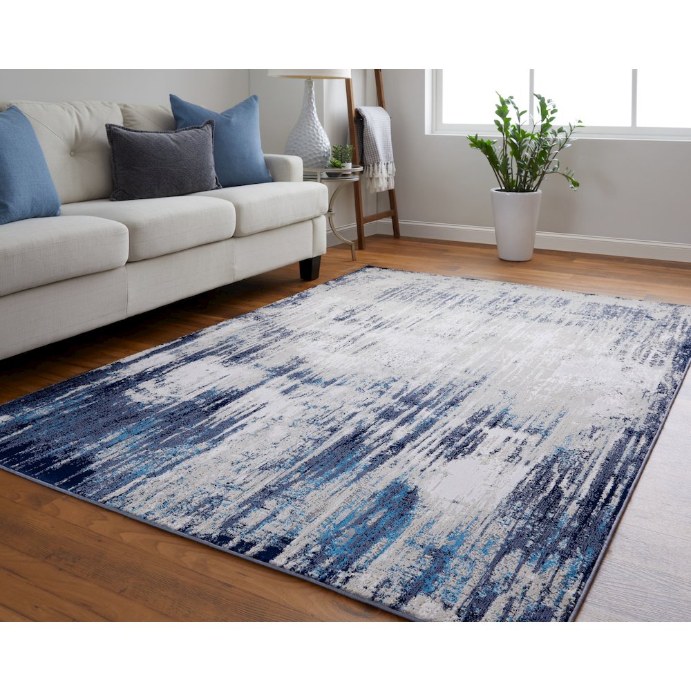 Indio Modern Abstract, Tan/Blue/Ivory, 12' x 15' Area Rug. Picture 2