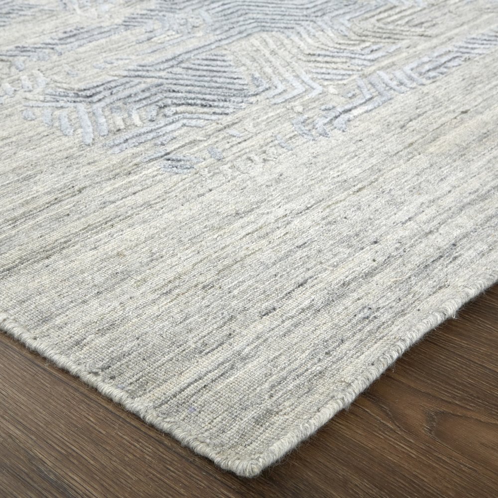 Elias Modern Abstract, Gray/Blue, 3'-6" x 5'-6" Accent Rug. Picture 3