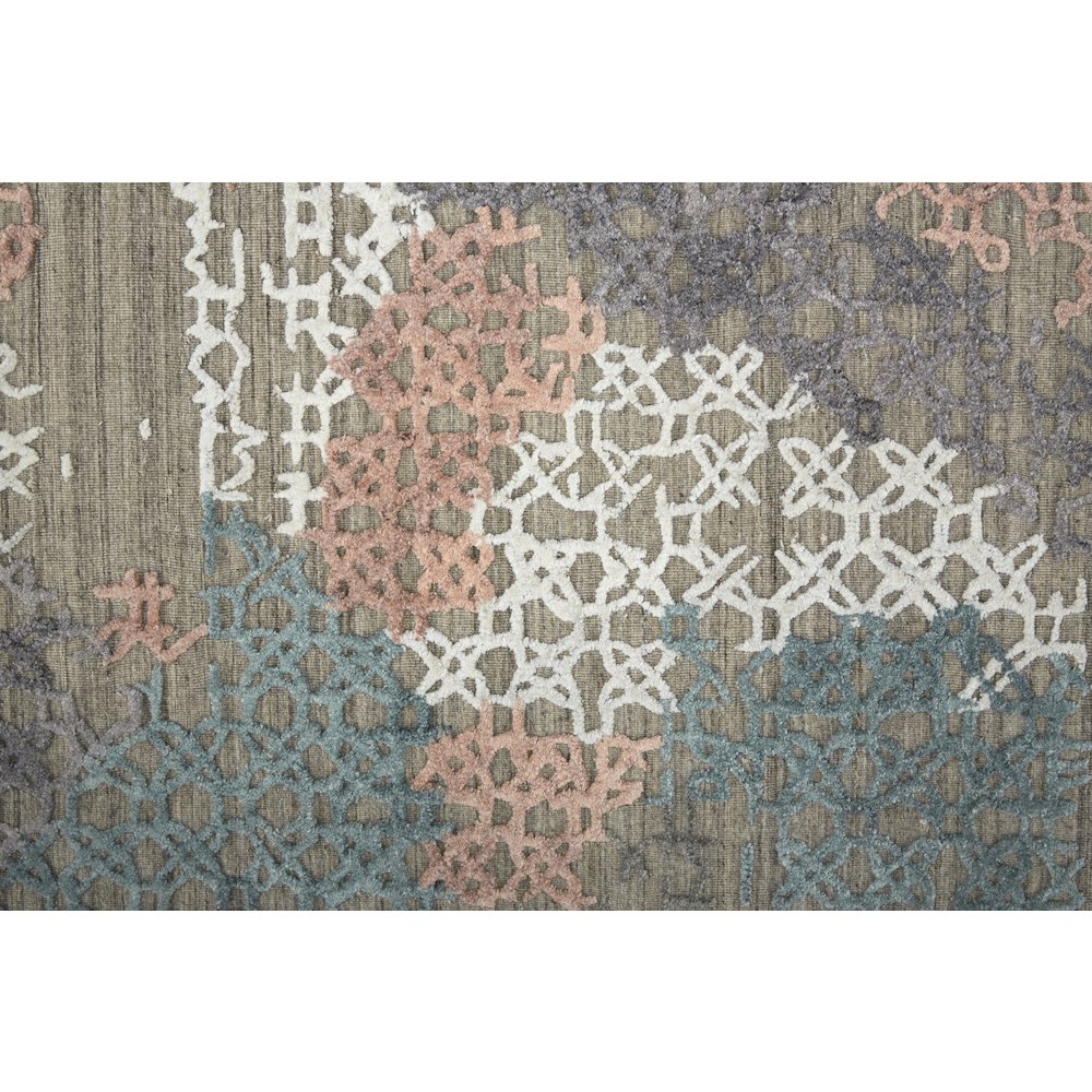 Elias Modern Abstract, Pink/Blue/Taupe, 2'-9" x 8' Runner. Picture 6