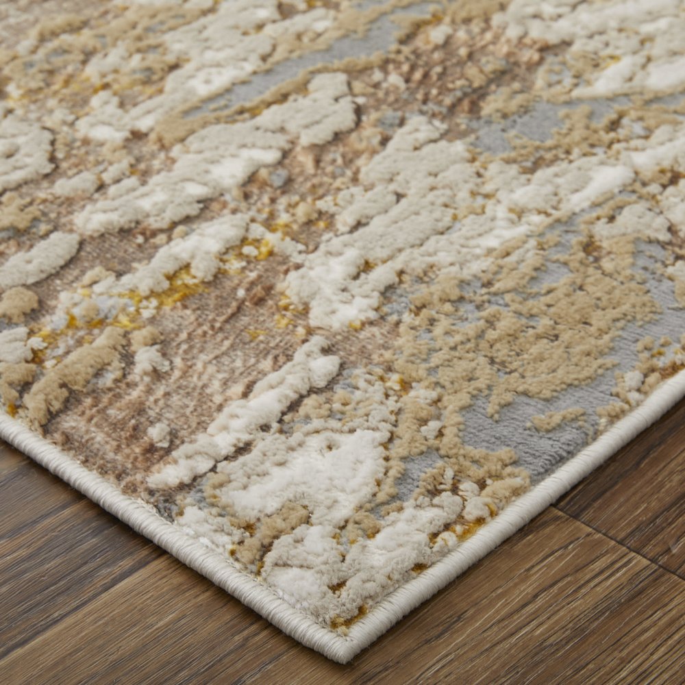 Aura Modern Abstract, Ivory/Gold/Brown, 1'-8" x 2'-10" Accent Rug. Picture 3