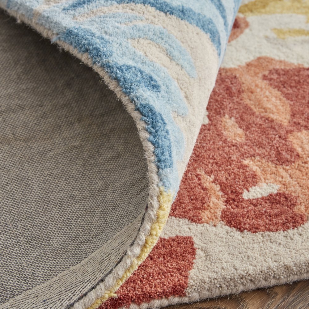 Everley Modern Abstract, Ivory/Yellow/Blue, 8' x 10' Area Rug. Picture 7