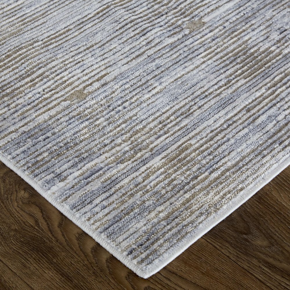 Laina Transitional Distressed, Taupe/Silver/Tan, 7'-10" x 9'-6" Area Rug. Picture 3
