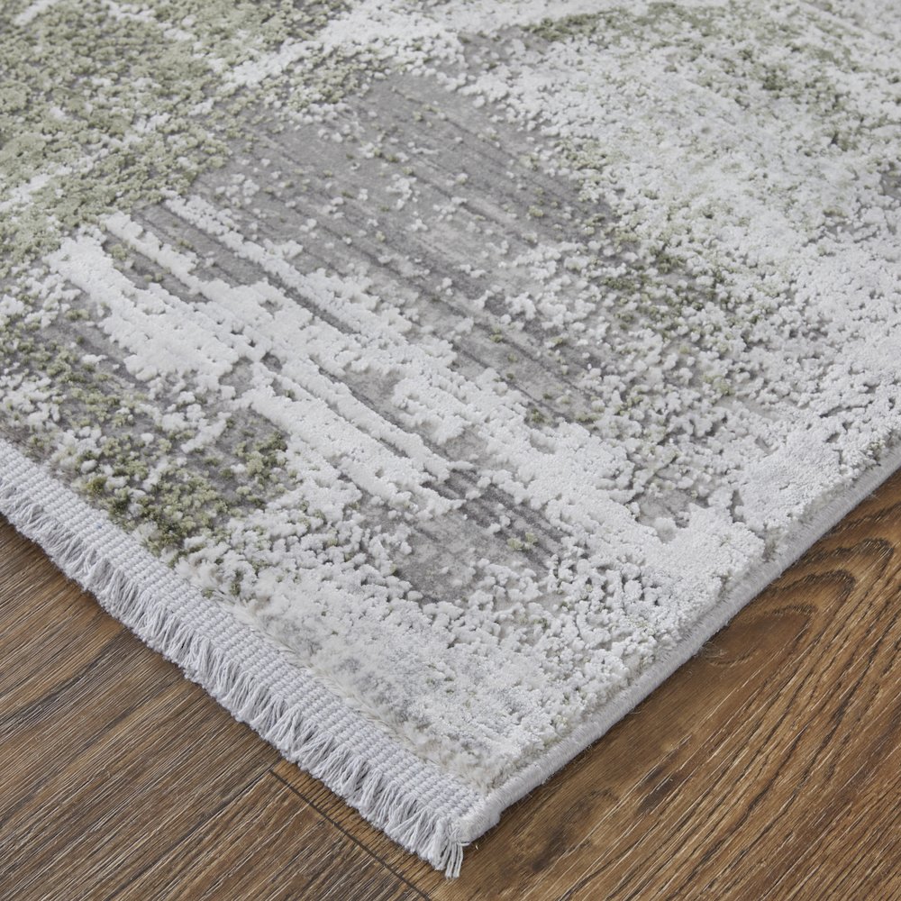 Cadiz Modern Ikat, Gray/Green/Silver, 7'-9" x 11' Area Rug. Picture 3