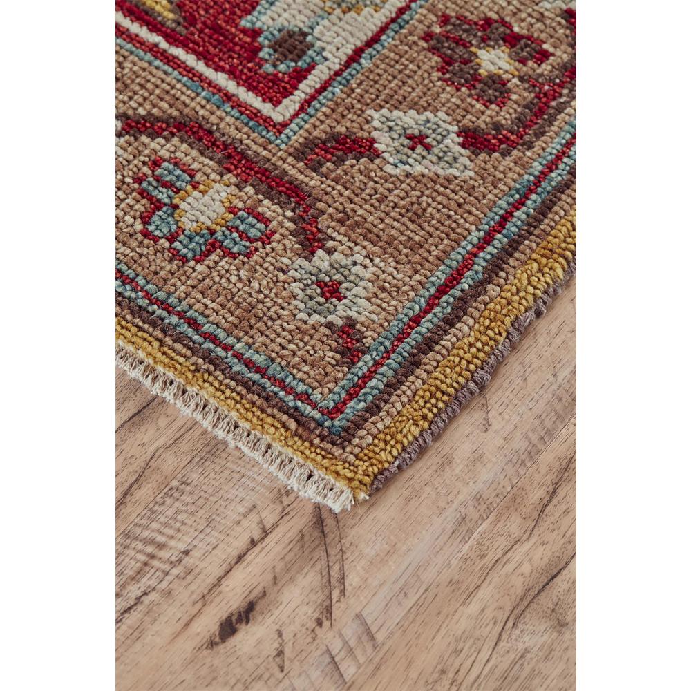 Piraj Nordic Hand Knot Wool Rug, Red/Turquoise/Yellow, 2ft x 3ft Accent Rug, 7216451FREDREDP00. Picture 3