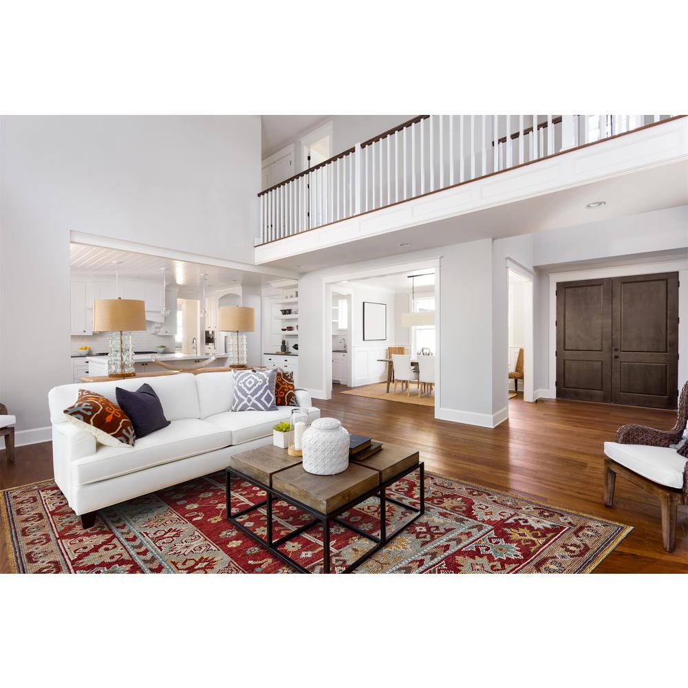 Piraj Nordic Hand Knot Wool Rug, Red/Turquoise/Yellow, 2ft x 3ft Accent Rug, 7216451FREDREDP00. Picture 1