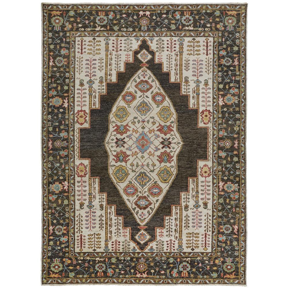 Piraj Nordic Hand Knot Wool Rug, Chestnut Brown/Yellow, 2ft - 6in x 8ft, Runner, 7216755FBRNMLTP00. Picture 2