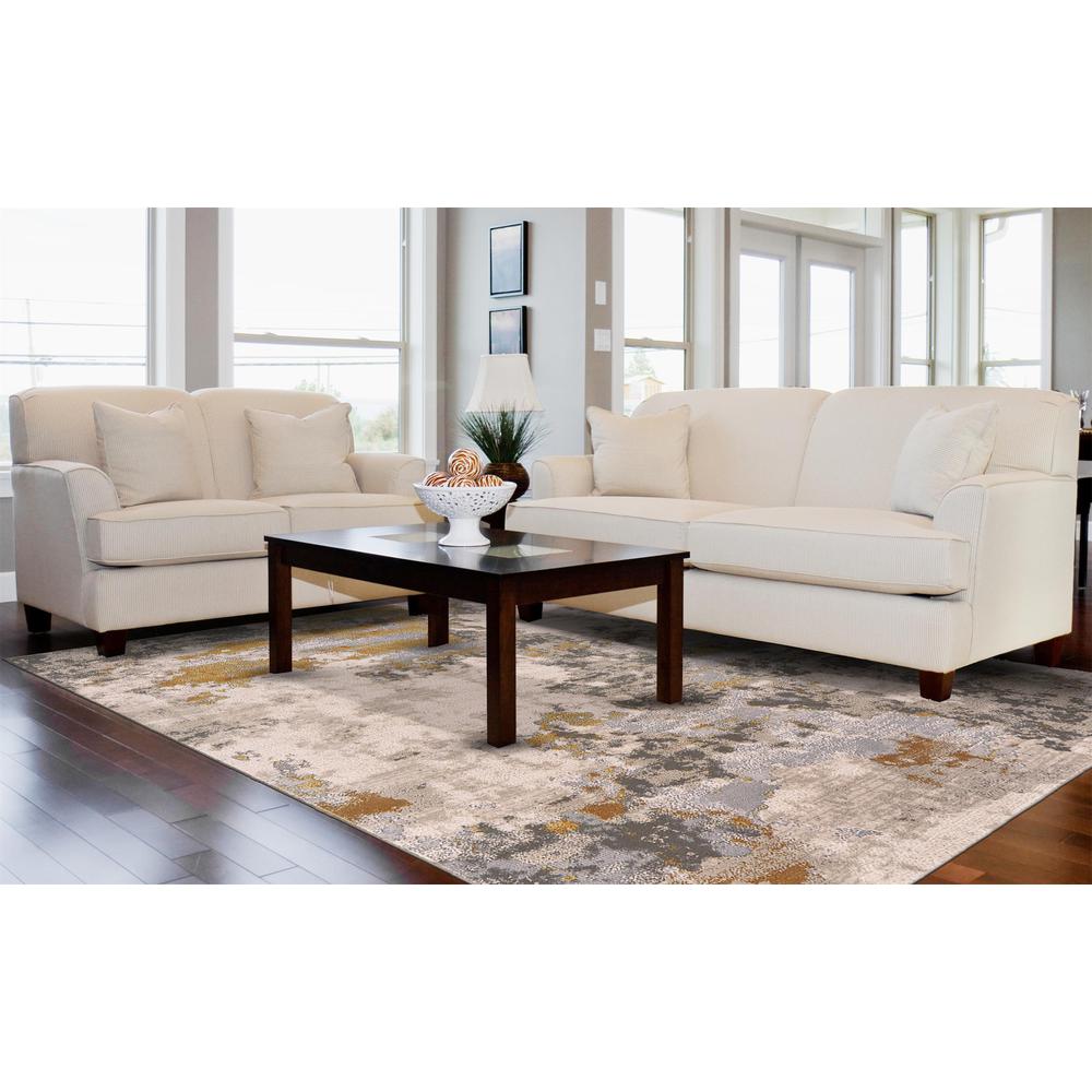 Waldor Metallic Abstract Rug, Golden Glow/Ivory, 10ft x 13ft - 2in Area Rug, 7353970FGLDBIRH13. Picture 1