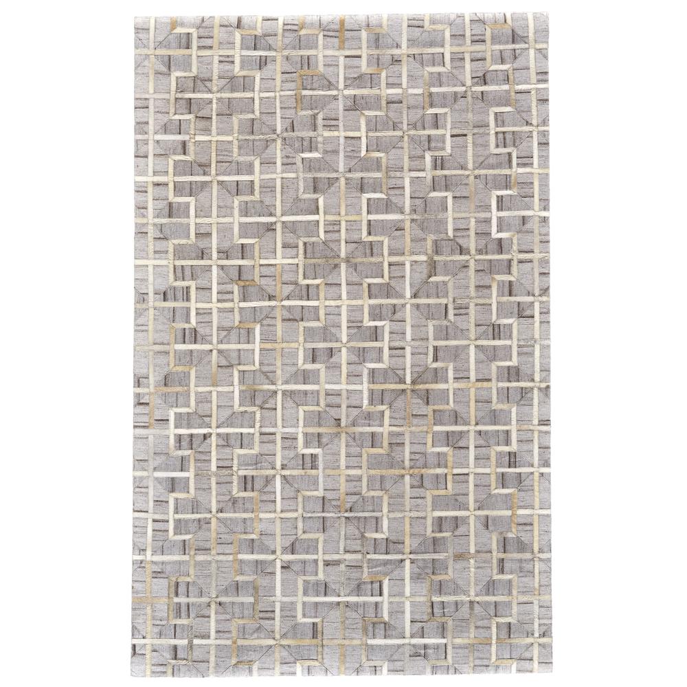 Fannin Handmade Leather Trellis Rug, Sudan Bronw/Gray, 2ft x 3ft Accent Rug, 7380756FIVYSNDP00. Picture 1