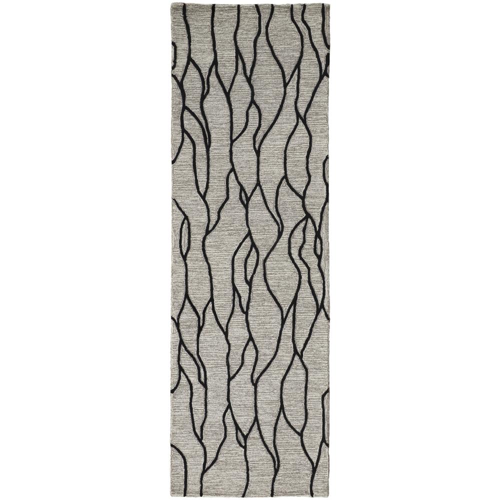 Enzo Minimalist Abstract Wool Rug, Warm Taupe/Black, 2ft - 6in x 8ft, Runner, 7428734FBLKTPEI6A. Picture 2
