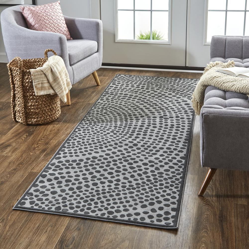 Gaspar Modern Dotted Texture Rug, Dark Silver Gray, 2ft - 10in x 8ft, Runner, 7873835FCASDGYI1C. Picture 1