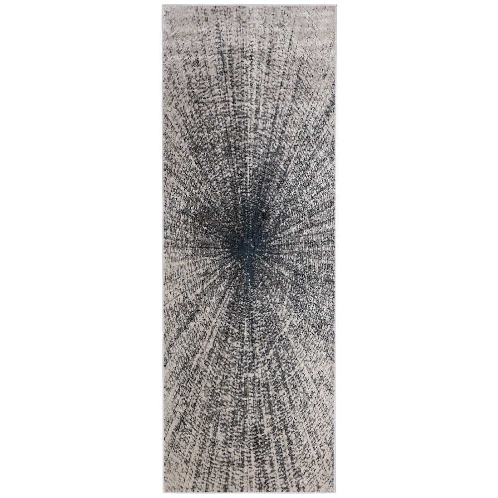 Micah Modern Abstract, Ivory/Gray/Blue, 2'-10" x 7'-10" Runner. Picture 1