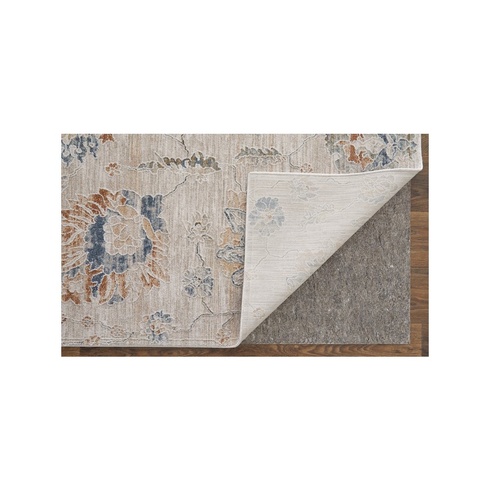 Pasha Transitional Floral & Botanical, Taupe/Ivory/Blue, 9'-0" x 12'-8" Area Rug. Picture 4