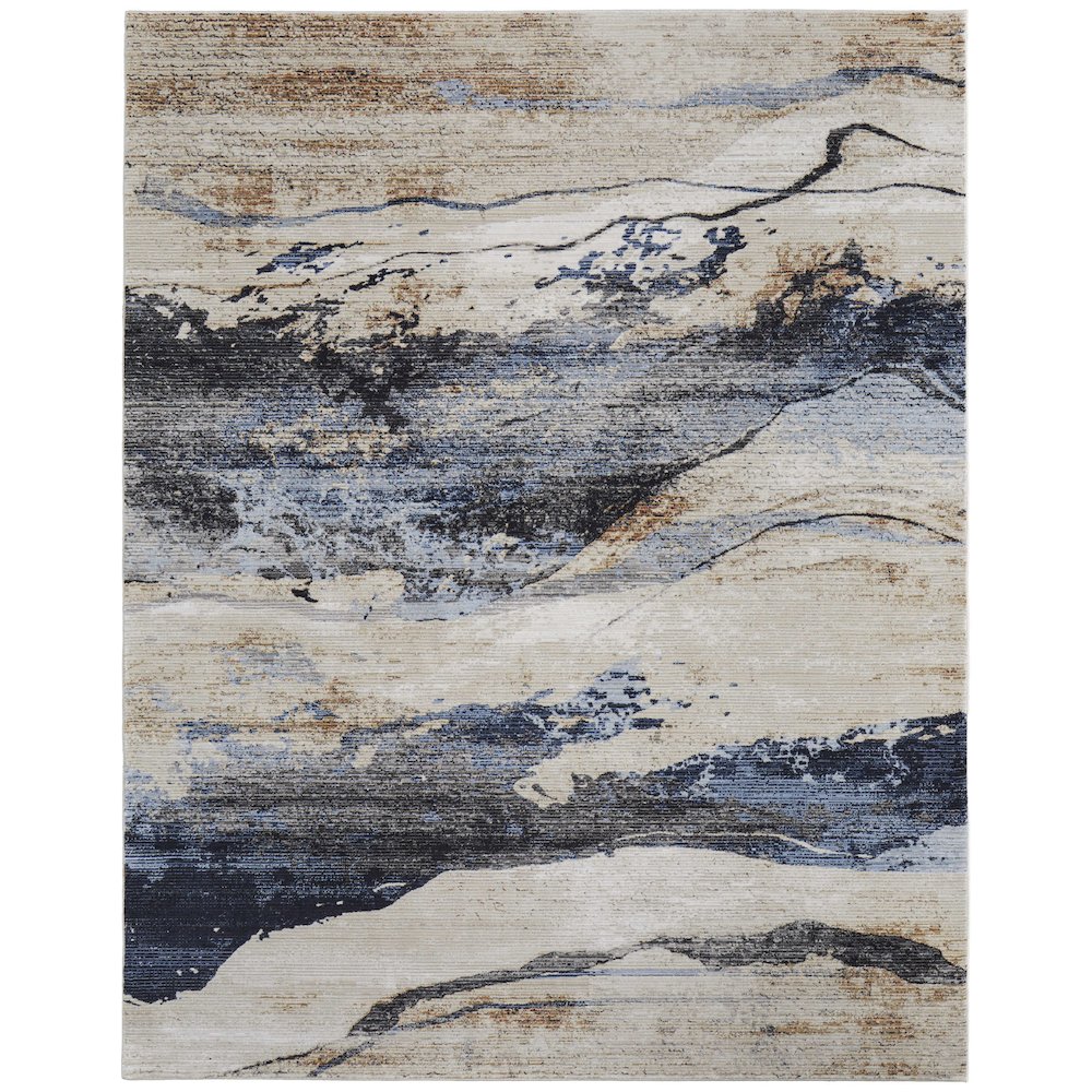 Sonora Modern Abstract, Tan/Blue/Gray, 6'-7" x 9'-6" Area Rug. Picture 1