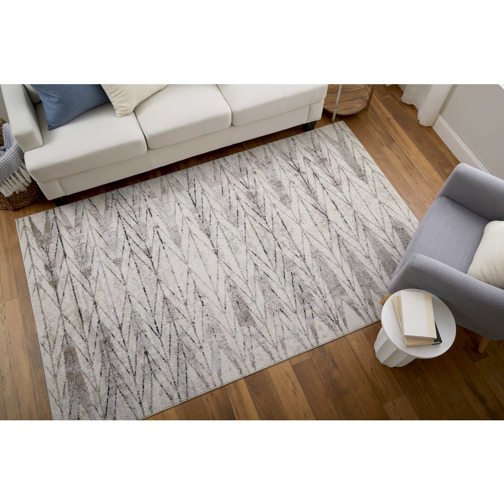 Vancouver Modern Geometric, Ivory/Tan/Brown, 6'-7" x 9'-6" Area Rug. Picture 2