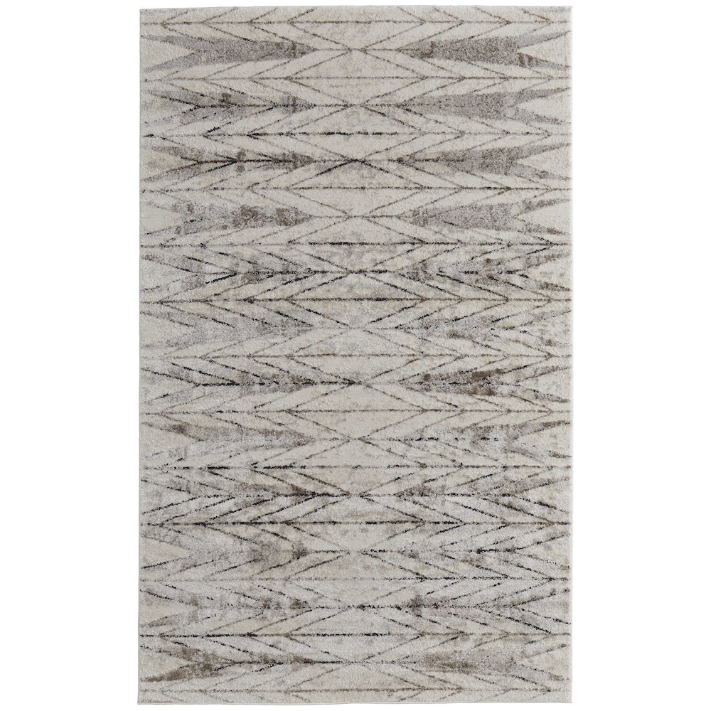 Vancouver Modern Geometric, Ivory/Tan/Brown, 6'-7" x 9'-6" Area Rug. Picture 1