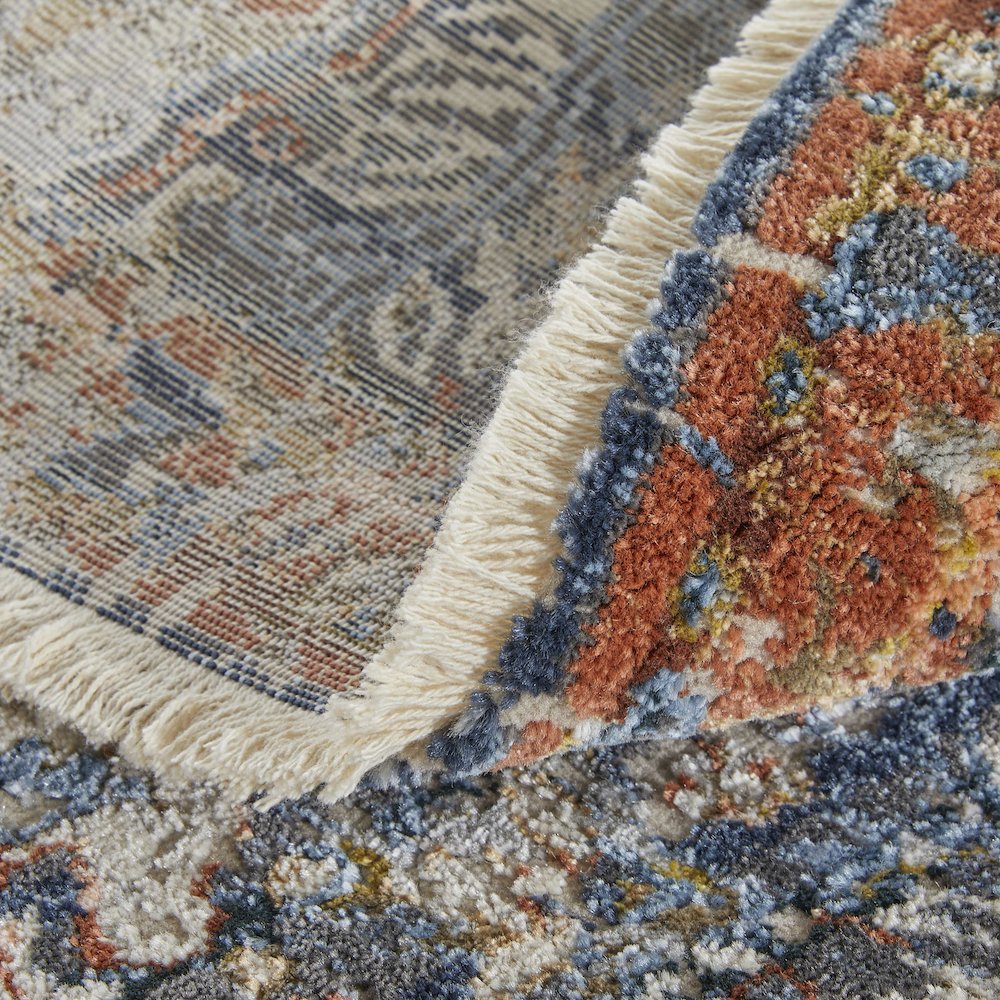 Kaia Transitional Floral & Botanical, Blue/Orange/Ivory, 7'-10" x 9'-6" Area Rug. Picture 7