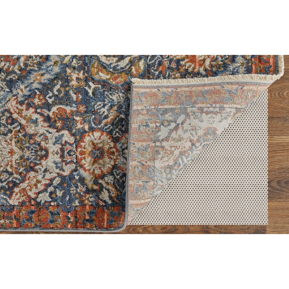Kaia Transitional Floral & Botanical, Blue/Orange/Ivory, 7'-10" x 9'-6" Area Rug. Picture 4