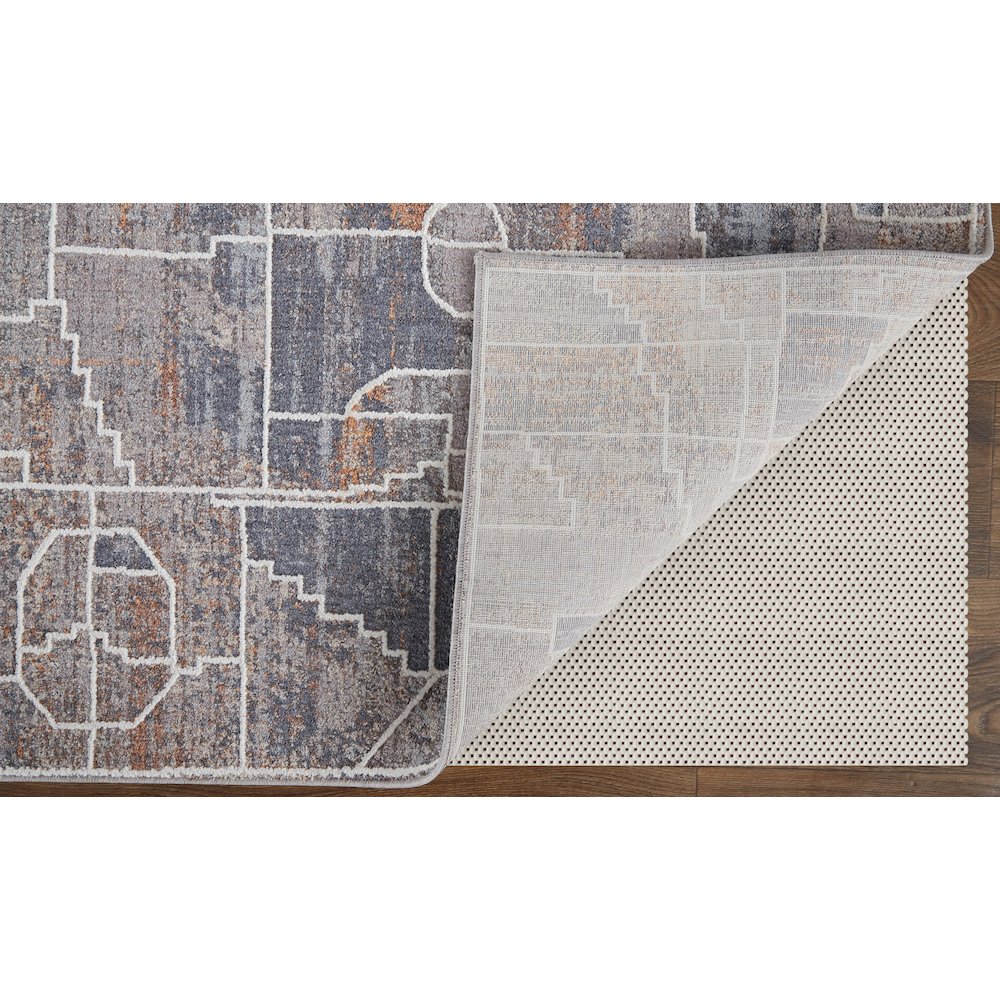 Francisco Transitional Abstract, Blue/Gray/Orange, 12' x 15' Area Rug. Picture 3