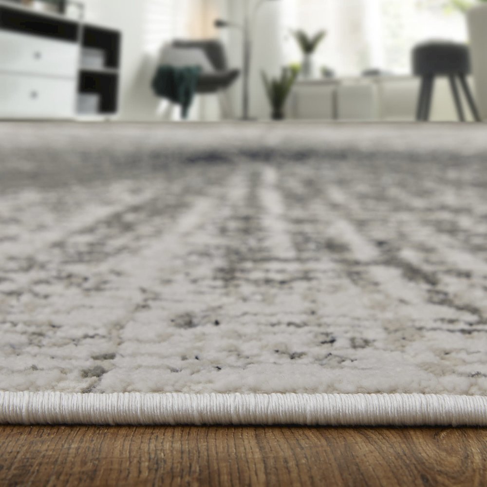 Micah Modern Abstract, Ivory/Gray/Blue, 6'-7" x 9'-6" Area Rug. Picture 8