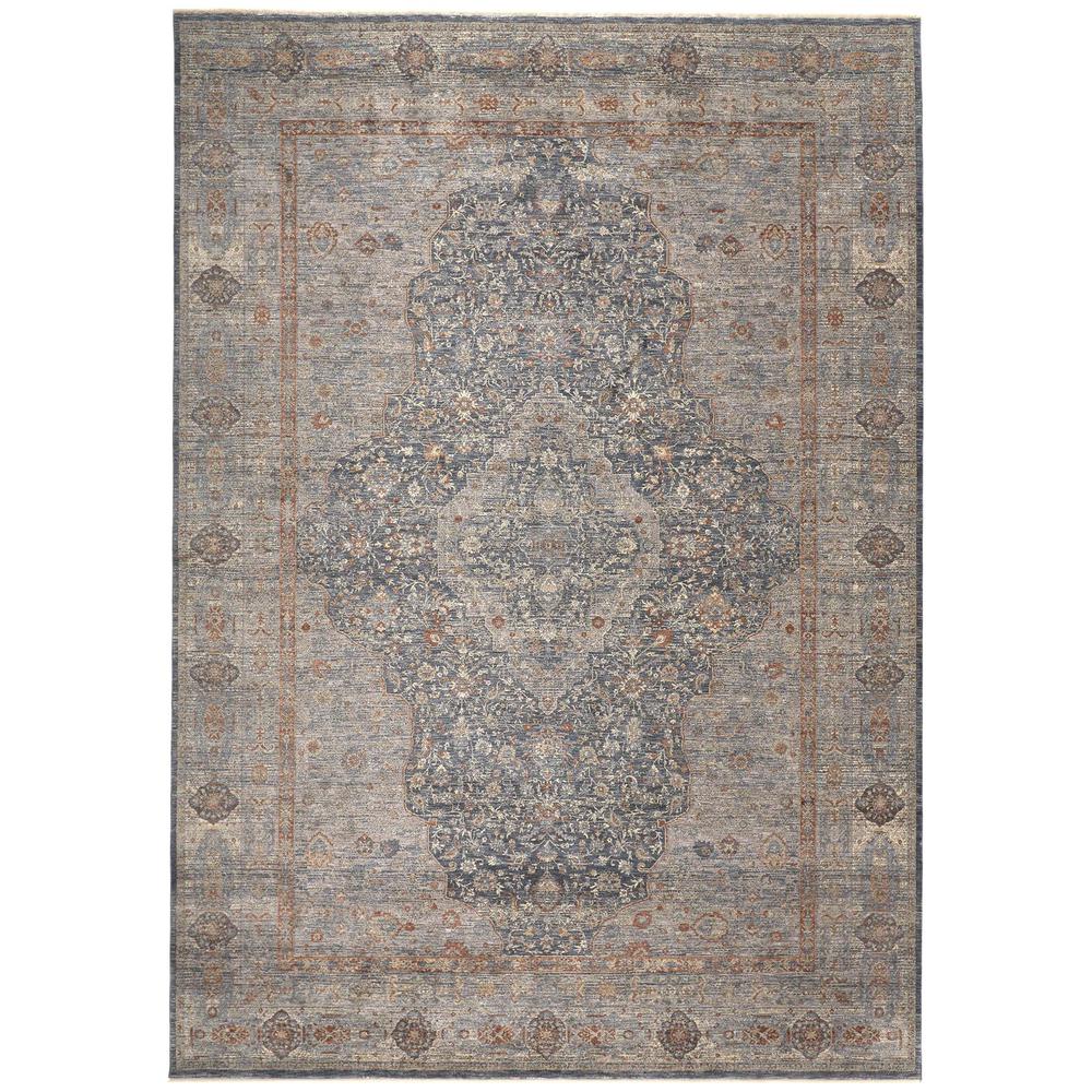 Marquette Rustic Persian Farmhouse Area Rug, Denim Blue/Rust, 6ft-7in x 9ft-10in, MRQ3778FBLU000F06. Picture 2