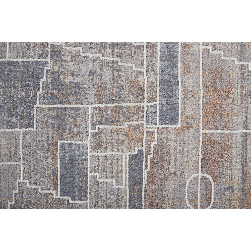 Francisco Transitional Abstract, Blue/Gray/Orange, 12' x 15' Area Rug. Picture 5