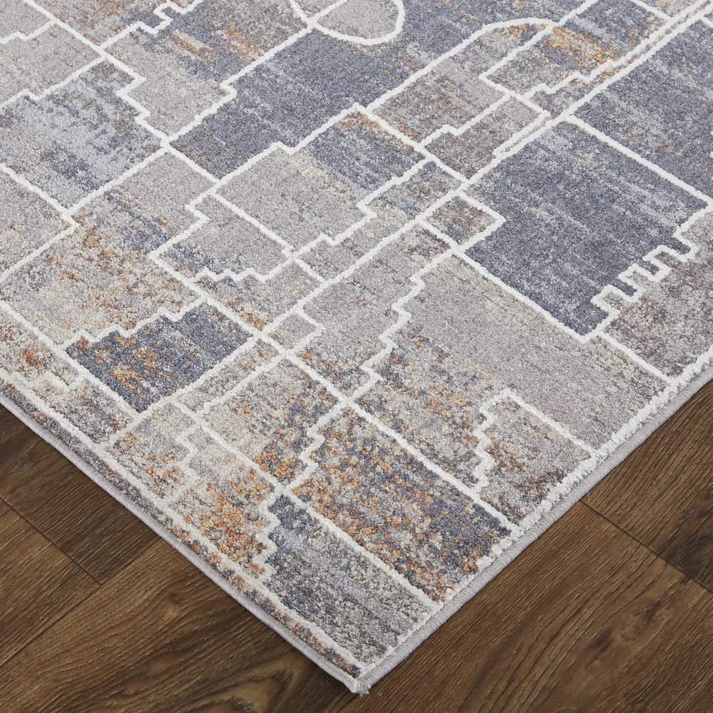 Francisco Transitional Abstract, Blue/Gray/Orange, 12' x 15' Area Rug. Picture 2