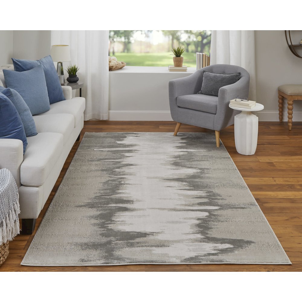Micah Modern Abstract, Gray/Taupe/Ivory, 2'-10" x 7'-10" Runner. Picture 2