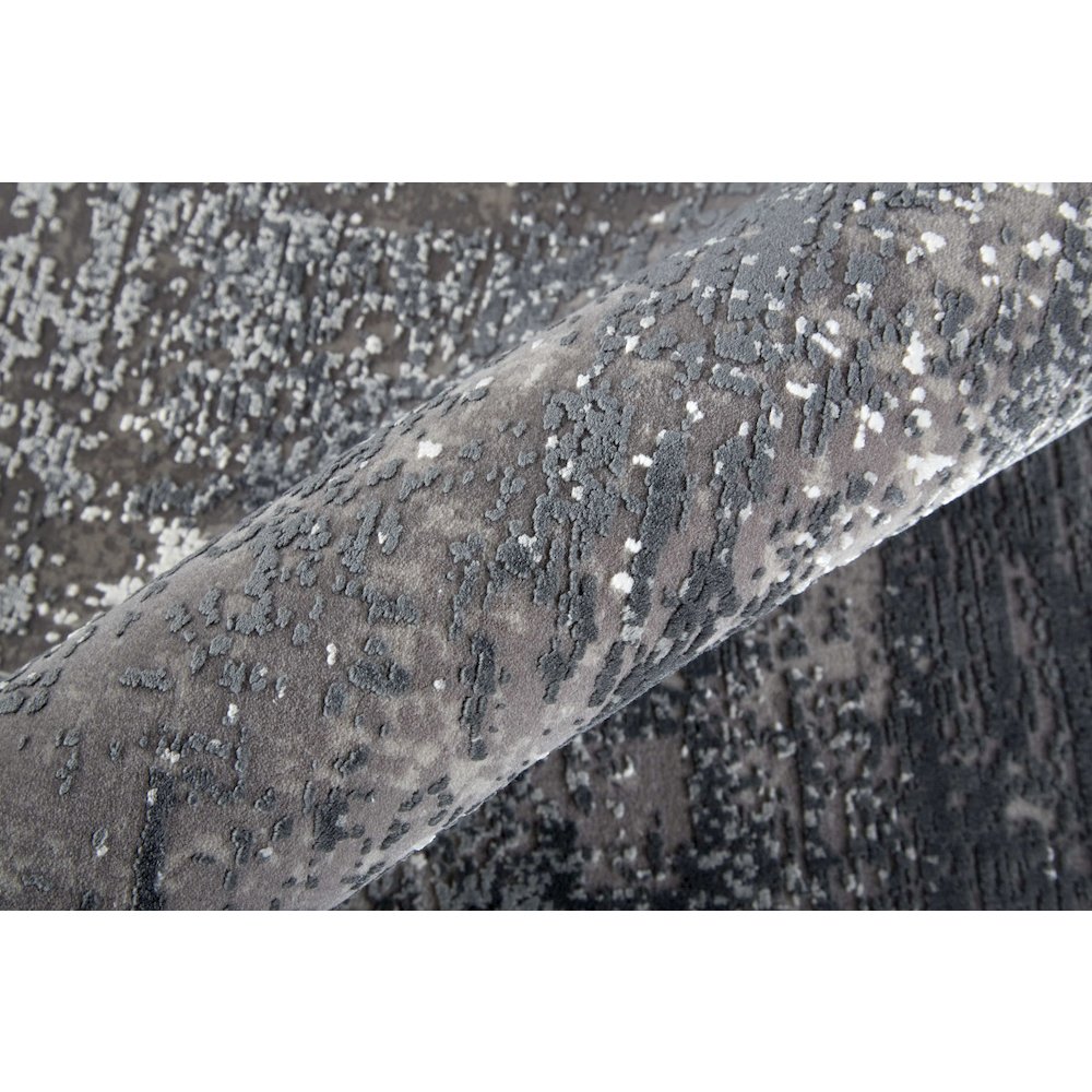 Cadiz Modern Abstract, Gray/Black/Silver, 6'-6" x 9'-6" Area Rug. Picture 4