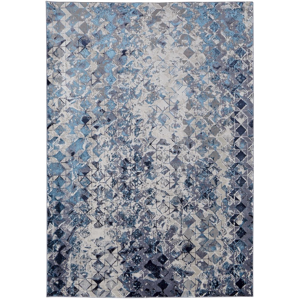 Indio Modern Diamond, Blue/Ivory/Gray, 6'-7" x 9'-6" Area Rug. Picture 1