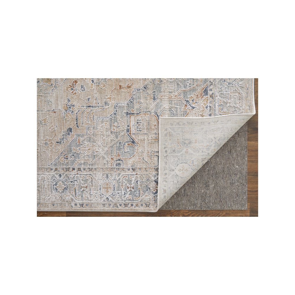Pasha Transitional Medallion, Ivory/Taupe/Blue, 7'-10" x 10'-3" Area Rug. Picture 4
