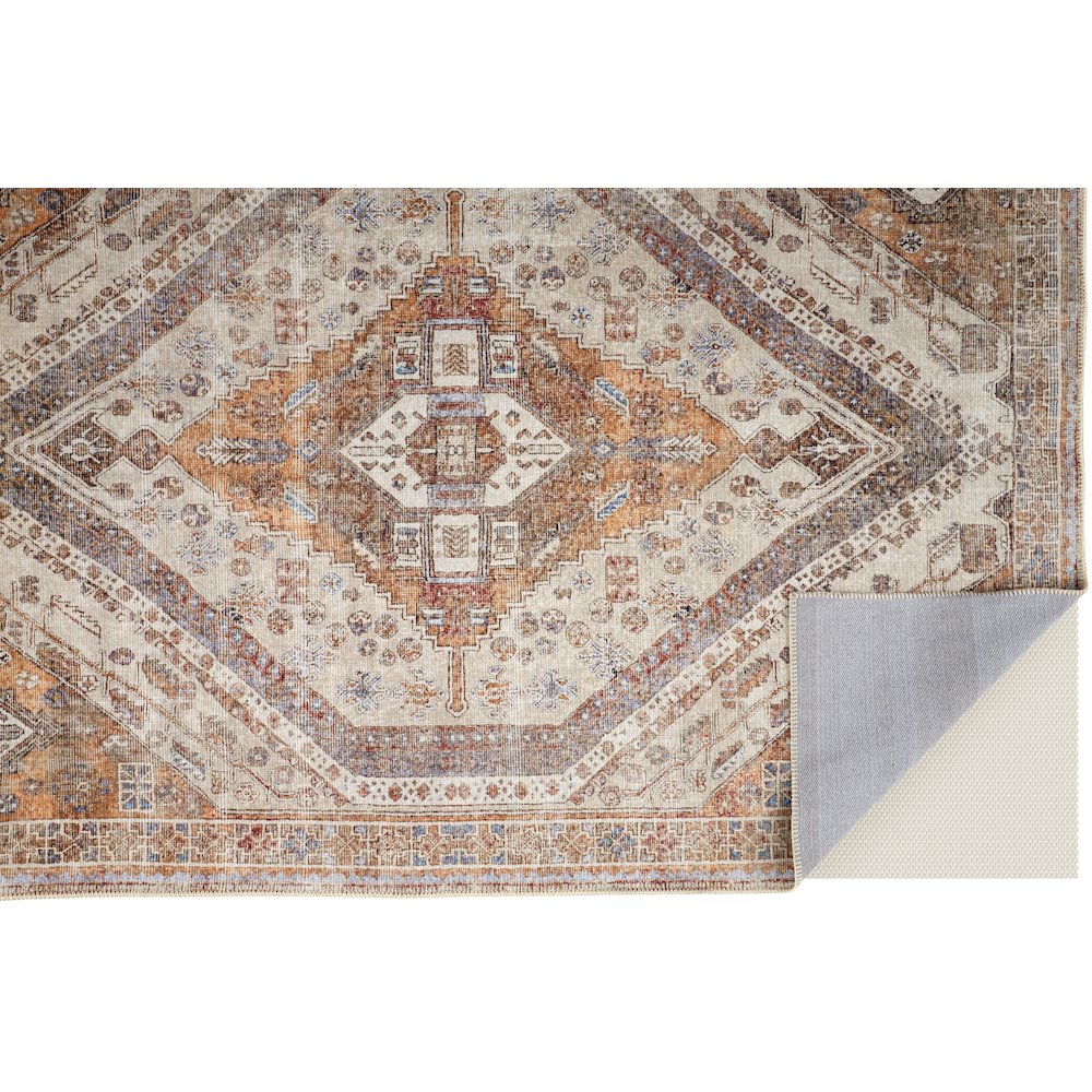 Percy Vintage Medallion Rug, Terracotta/Country Blue, 4ft x 6ft Accent Rug, PRC39ANFTAN000C00. Picture 4