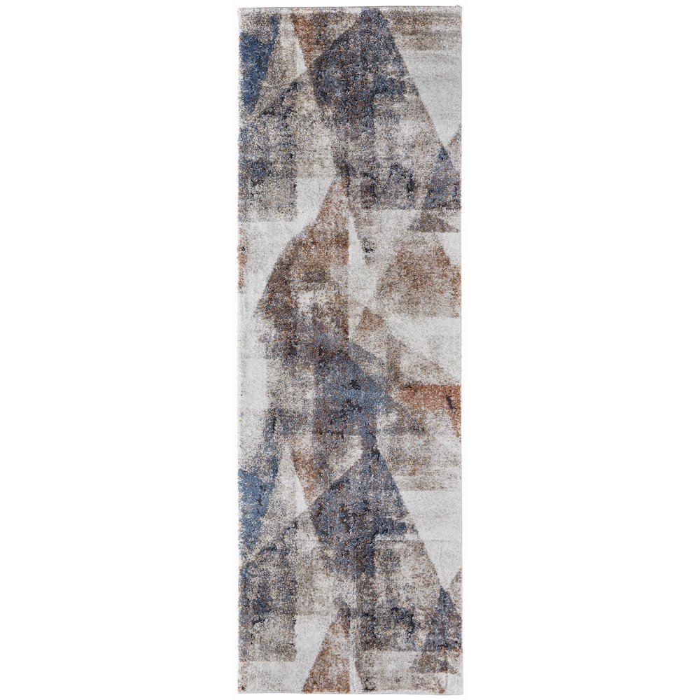 Gilmore Modern Color Block, Blue/Ivory/Taupe, 2'-6" x 8' Runner. Picture 1