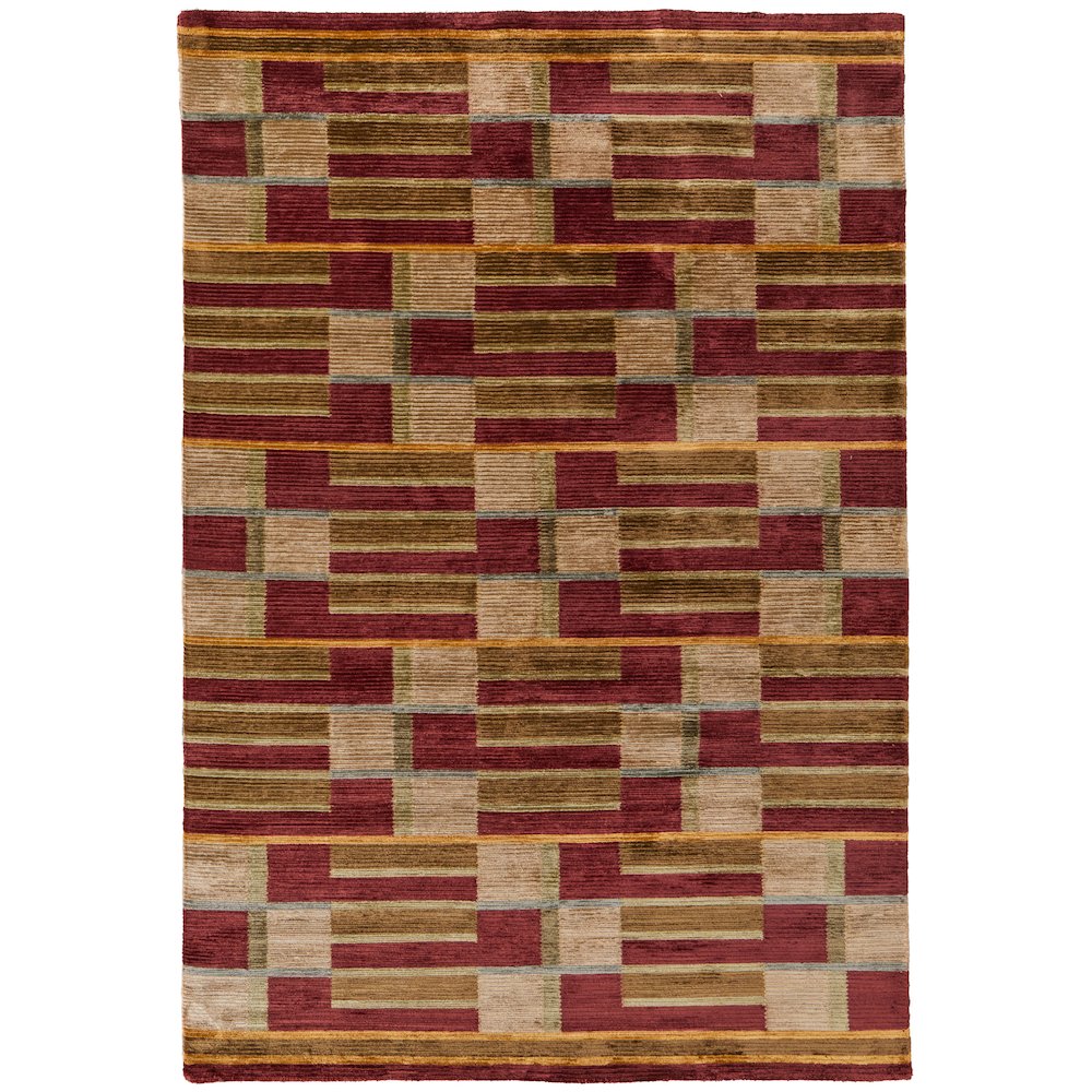 Keystone Transitional Stripes, Gold/Green/Red, 8'-6" x 11'-6" Area Rug. Picture 1
