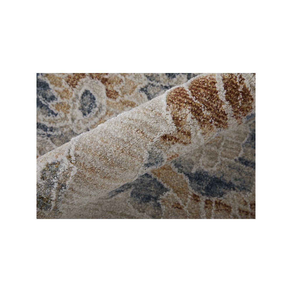 Pasha Transitional Floral & Botanical, Taupe/Ivory/Blue, 9'-0" x 12'-8" Area Rug. Picture 5