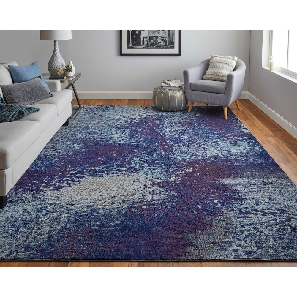Edgemont Modern Abstract, Blue/Purple/Ivory, 10' x 14' Area Rug. Picture 2
