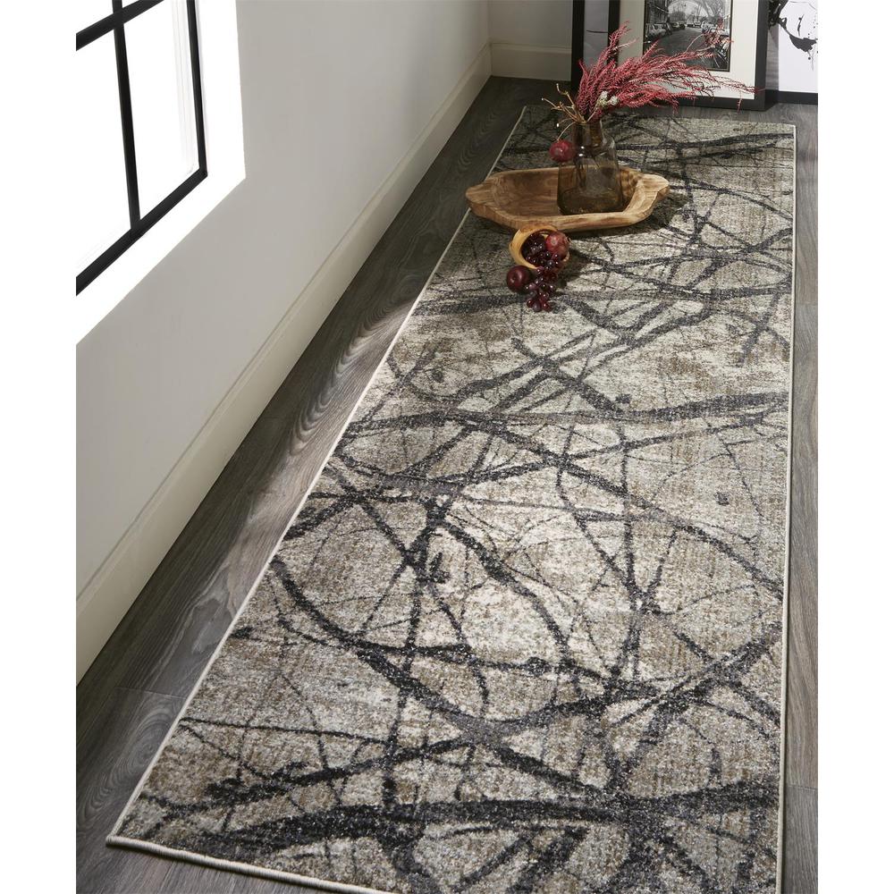 Kano Modern Abstract Rug, Warm Gray/Charcoal, 2ft - 7in x 8ft, Runner, 8643877FCHLGRYI7A. Picture 1