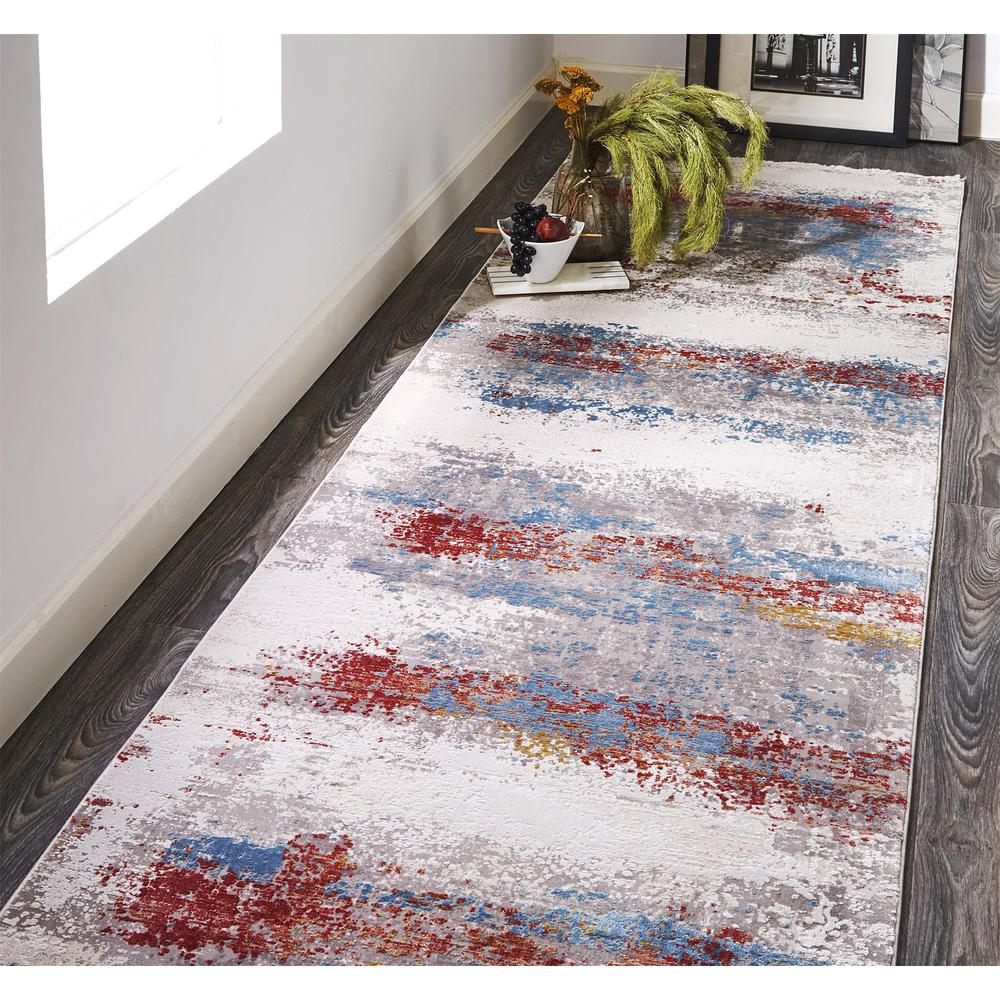 Cadiz Gradient Luster Rug, Gray/Deep Red/Blue, 3ft-1in x 10ft, Runner, 8663902FMLT000I89. Picture 1