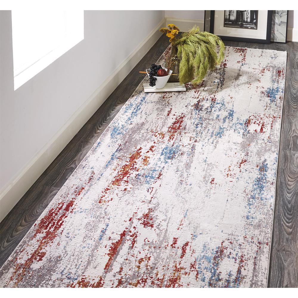 Cadiz Gradient Luster Rug, Gray/Deep Red/Blue, 3ft - 1in x 10ft, Runner, 8663903FIVYMLTI89. Picture 1