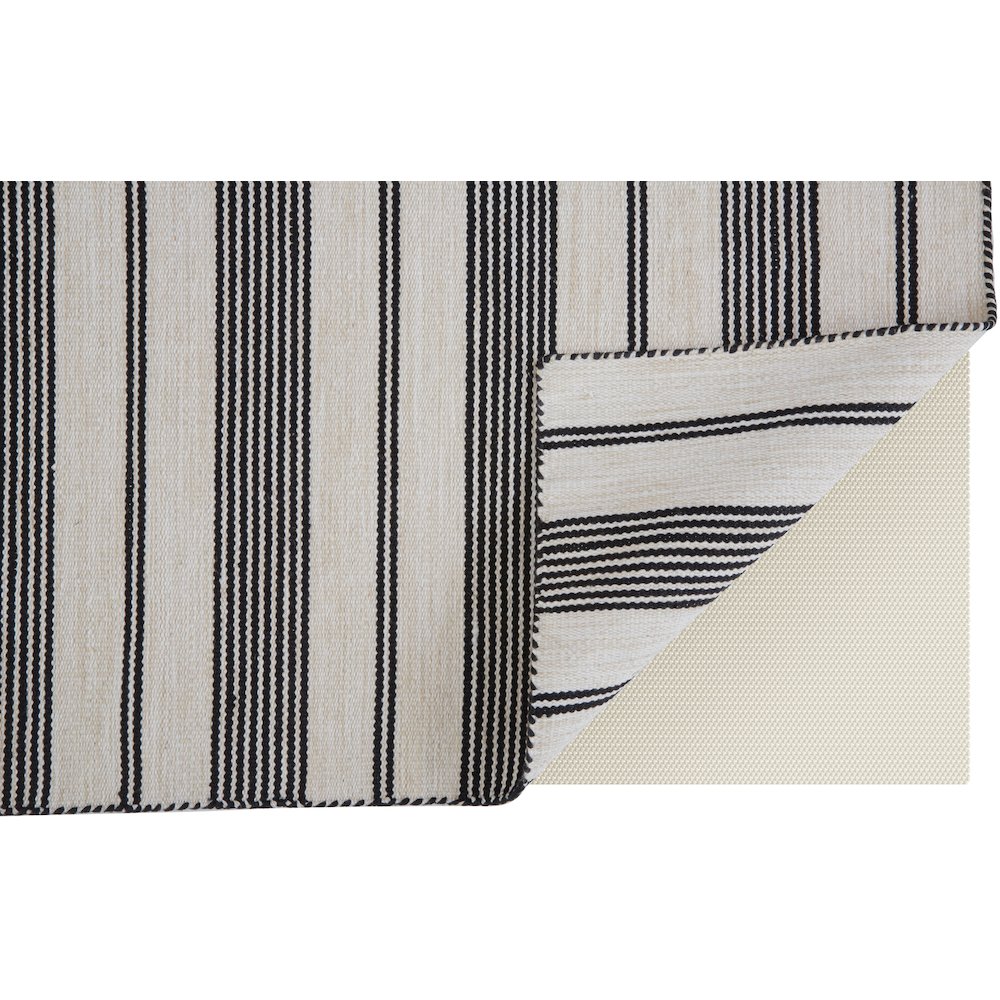 Duprine Transitional Stripes, Black/White/Ivory, 10' x 14' Area Rug. Picture 4
