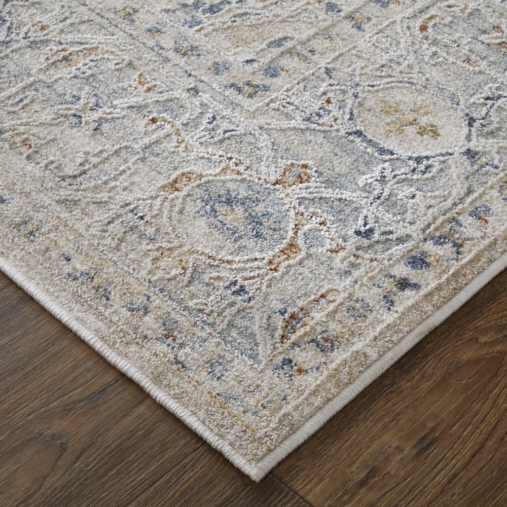 Pasha Transitional Medallion, Ivory/Taupe/Blue, 7'-10" x 10'-3" Area Rug. Picture 3