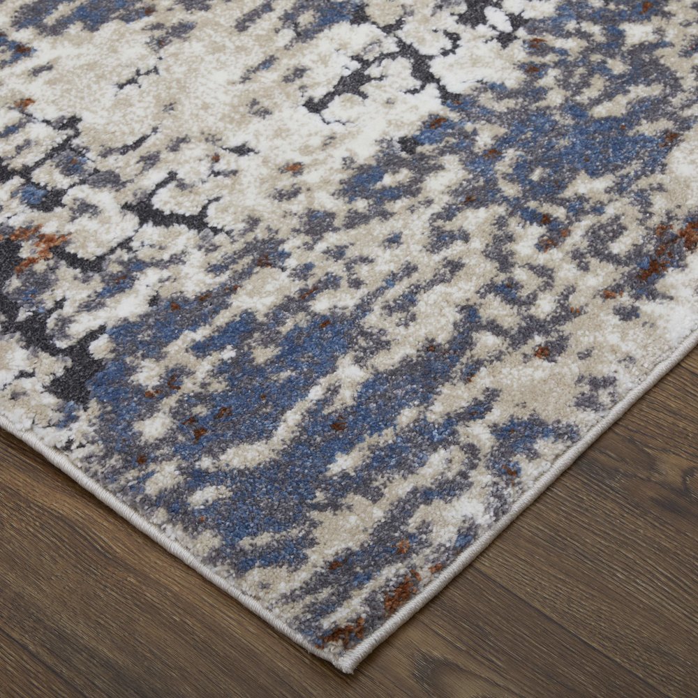 Gilmore Modern Abstract, Ivory/Blue/Gray, 8' x 10' Area Rug. Picture 3