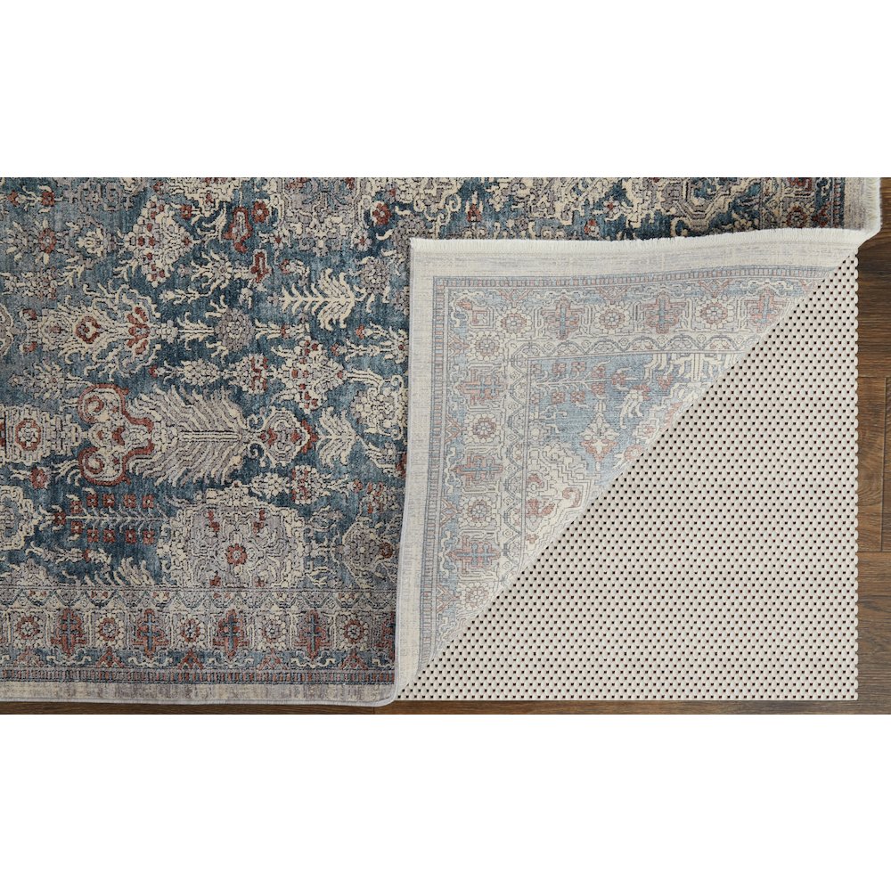 Marquette Transitional Medallion, Blue/Ivory, 6'-7" x 9'-10" Area Rug. Picture 4