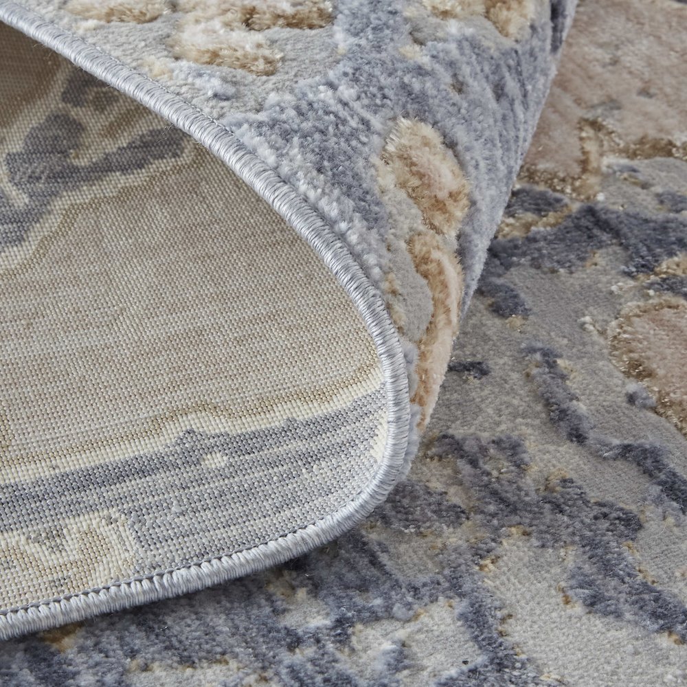 Laina Transitional Abstract, Tan/Blue, 3' x 5' Accent Rug. Picture 7