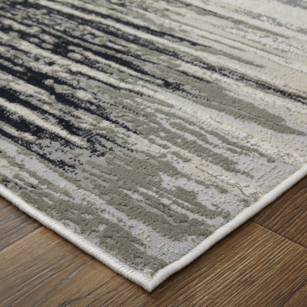Micah Modern Diamond, Black/Silver/Taupe, 5' x 8' Area Rug. Picture 3