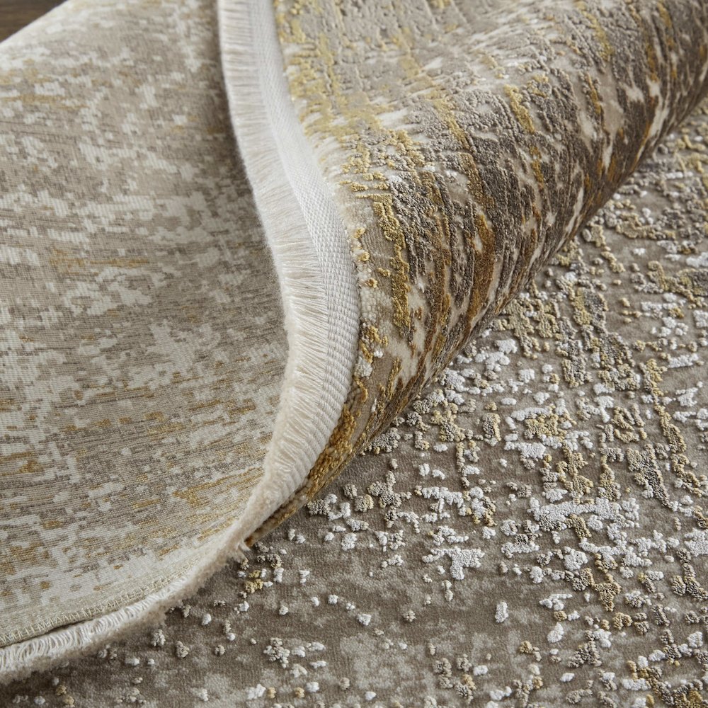 Cadiz Modern Abstract, Taupe/Ivory/Gold, 7'-9" x 11' Area Rug. Picture 7