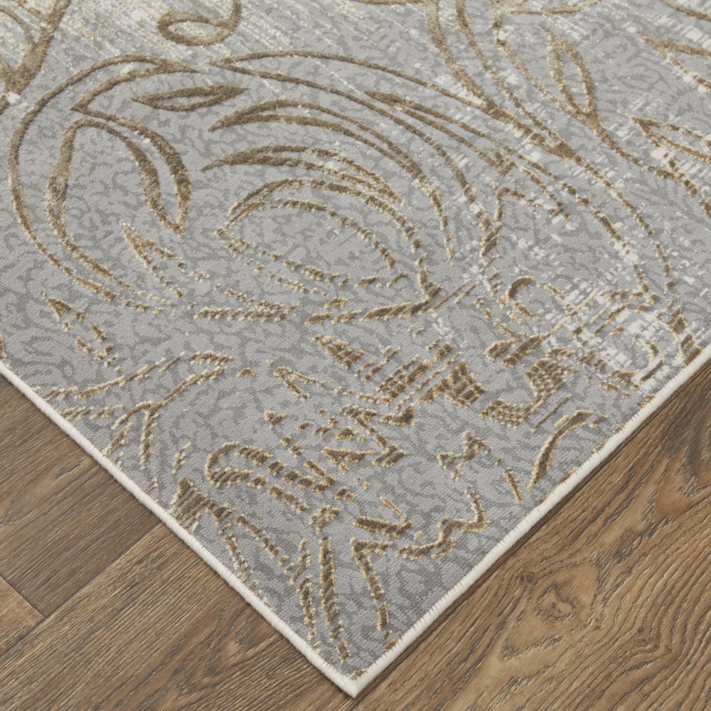 Celene Traditional Medallion, Silver/Tan/Gray, 9' x 12' Area Rug. Picture 3