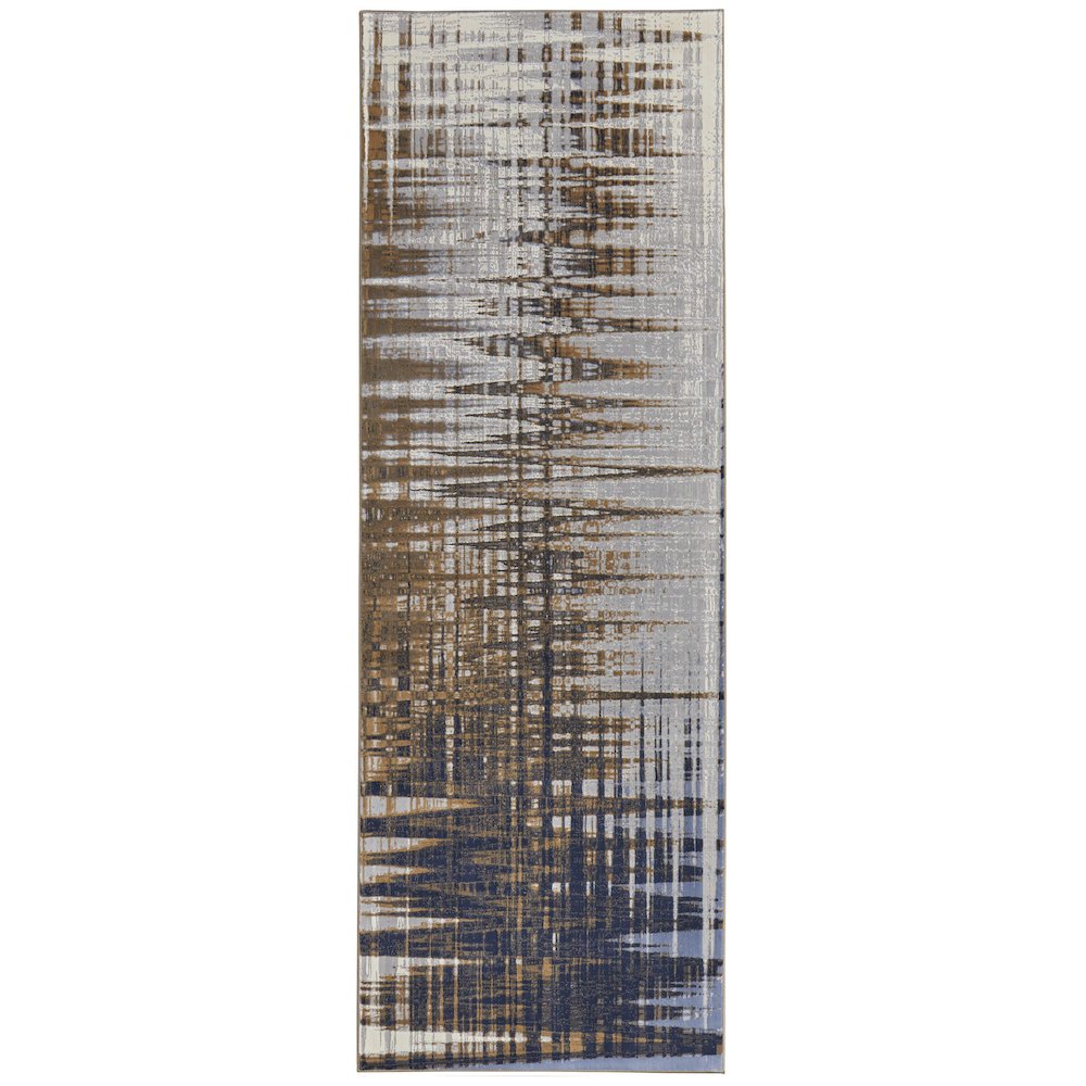 Clio Modern Abstract, Blue/Orange/Gray, 2'-9" x 7'-10" Runner. Picture 1