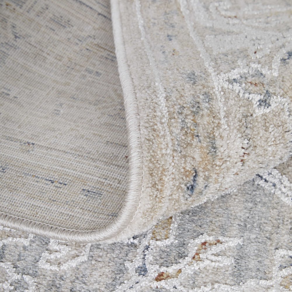 Pasha Transitional Medallion, Ivory/Taupe/Blue, 7'-10" x 10'-3" Area Rug. Picture 7