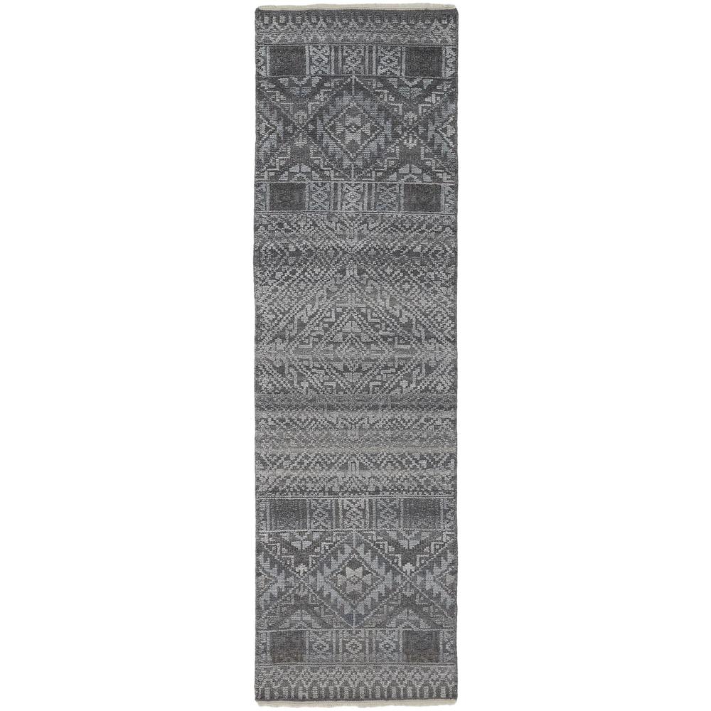 Payton Tribal Diamond Rug, Gray/Denim Blue, 2ft - 6in x 10ft, Runner, 9806495FBLUGRYI10. Picture 2