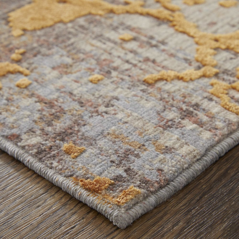 Pryor Modern Abstract, Gold/Brown/Gray, 2' x 3' Accent Rug. Picture 3